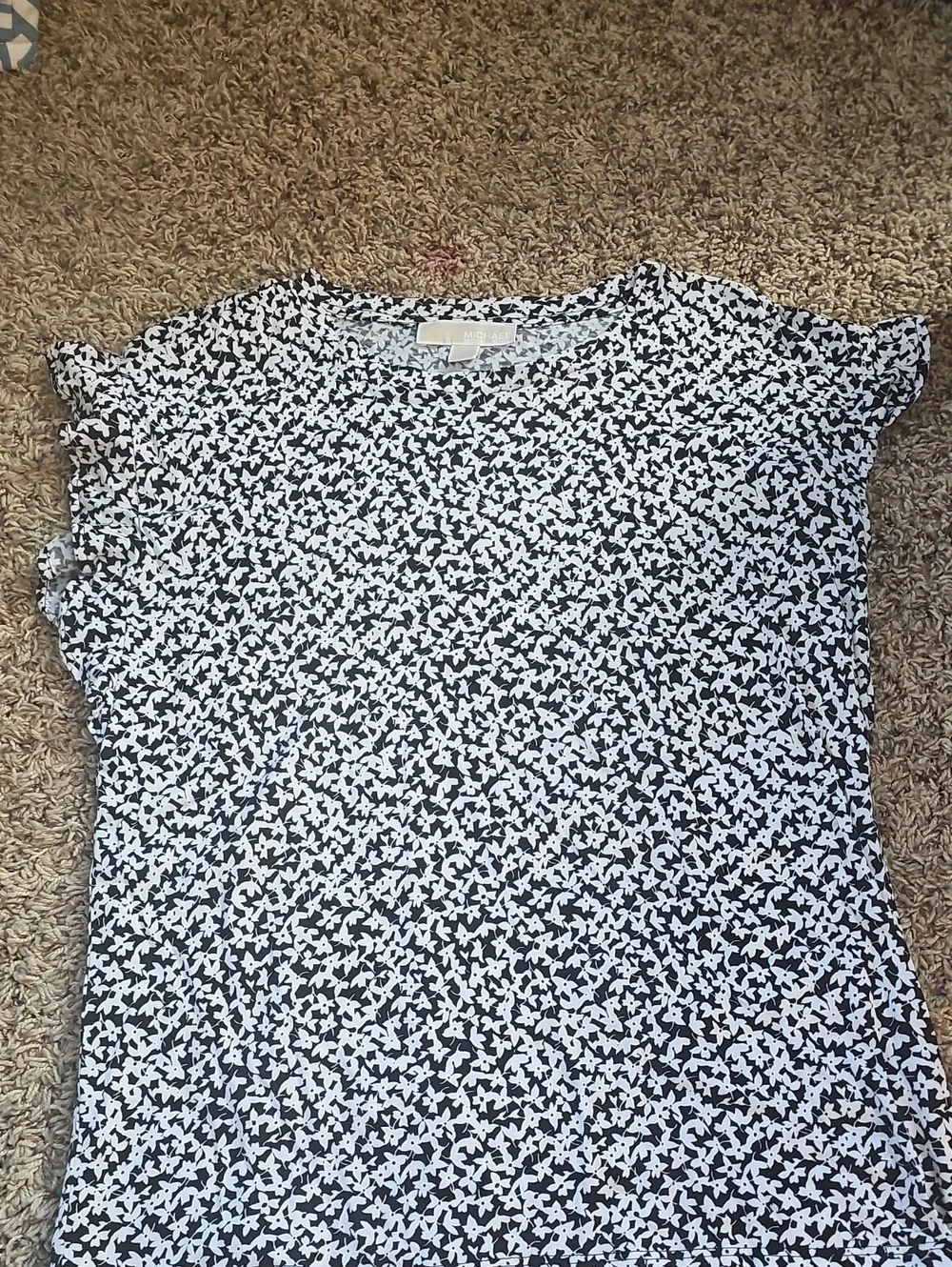 Michael Kors Black and White Printed Short Sleeve Tee